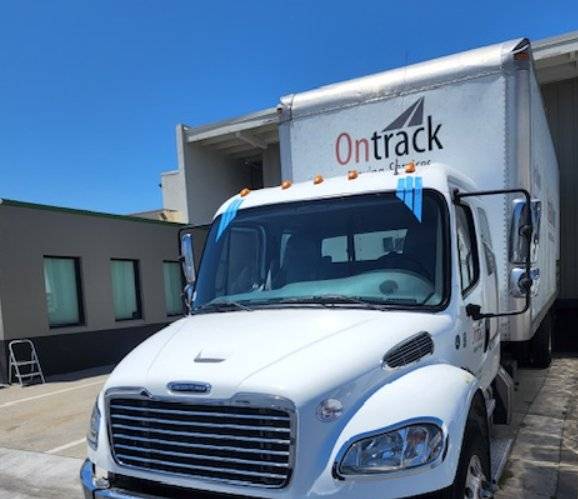 Box truck with a replaced windshield
